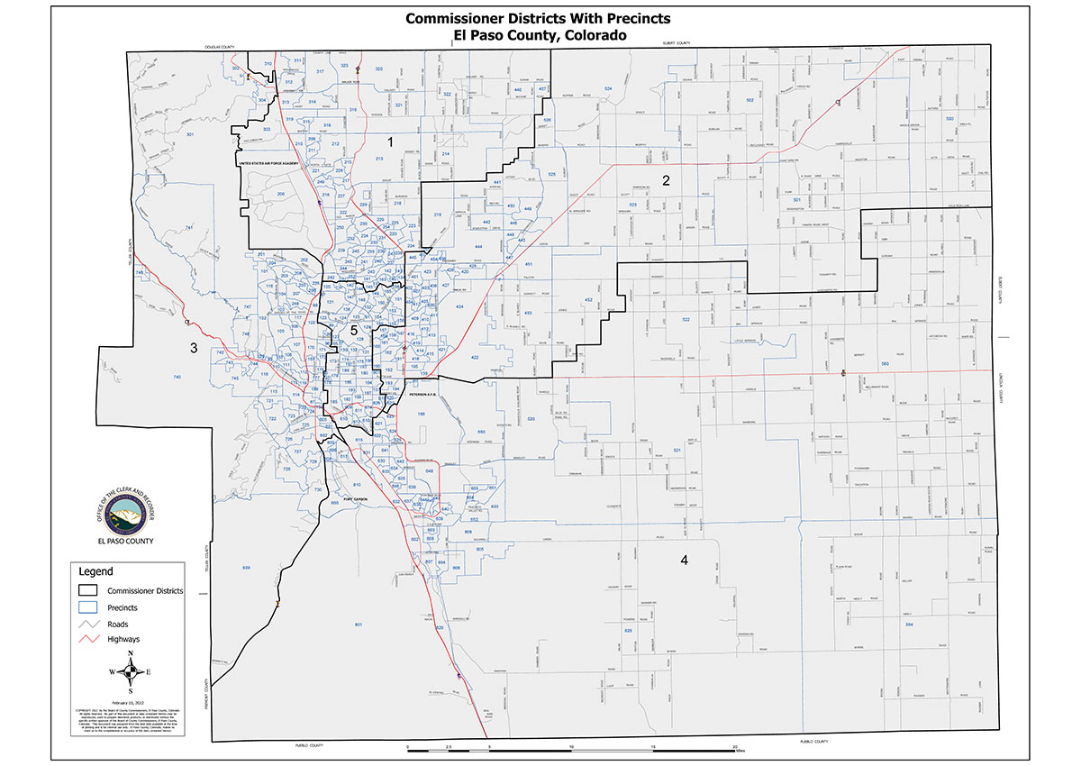 El Paso County Colorado Commissioner Districts Map